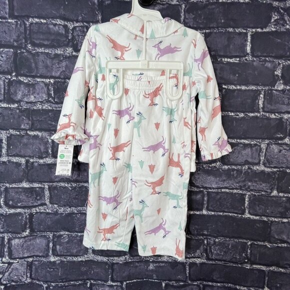 Carter’s Just One You Toddler Girl 18 Month Deer Reindeer Trees Pajamas - Picture 9 of 12